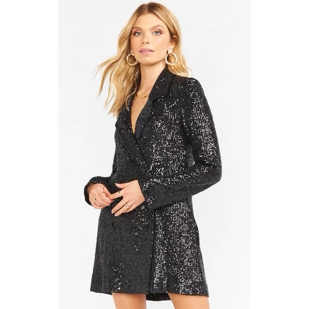 MUMU Black Sequin Blazer Dress - Size Large
